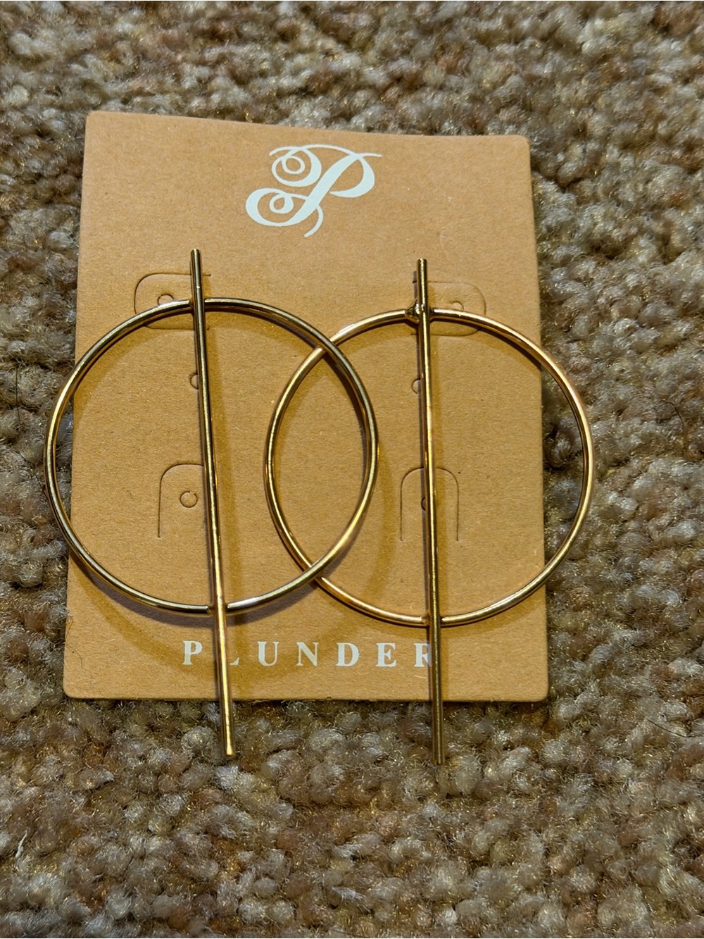 Plunder Gold Hoop with Vertical Bar Drop Earrings